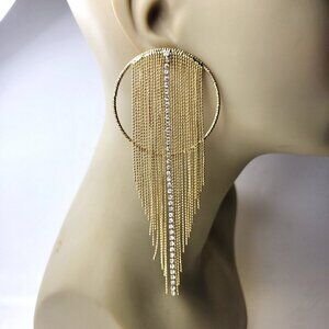Gold Tone Tassel Earrings Gold Tone Chandelier Earrings Bridal Earring